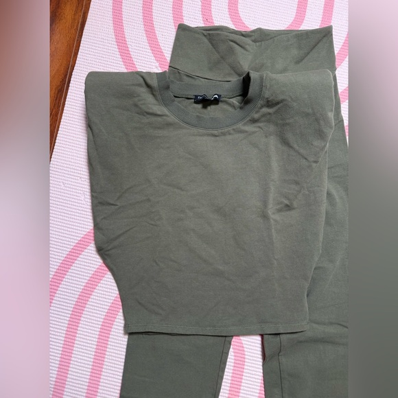 Fashion Nova Pants - Olive Green shoulder pad  Top and Leggings Set